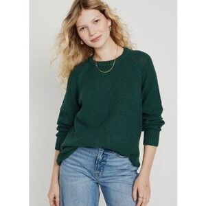 Old Navy Women's  Loose Textured Knit Tunic Sweater Cotton Crewneck Green Size S